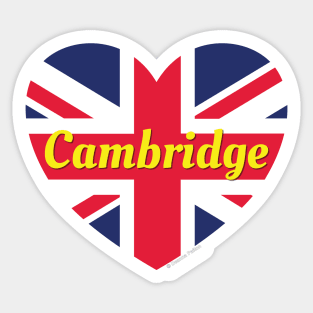 Cambridge England UK British Flag Heart Sticker